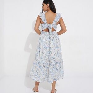 American Eagle Floral Print Smocked Detail Midi Dress